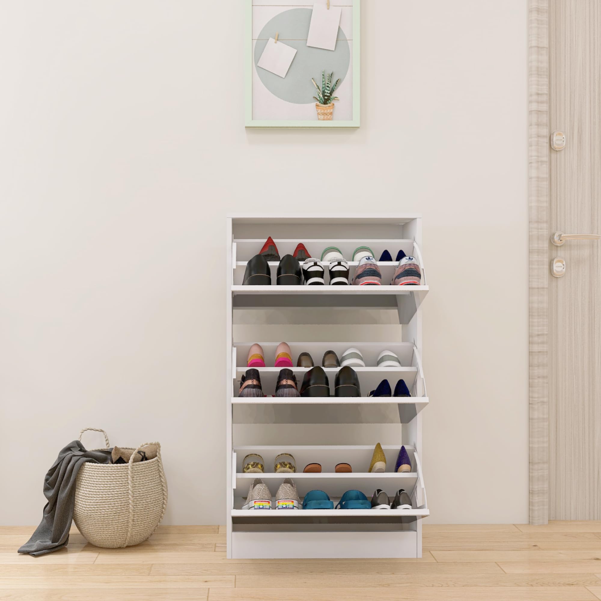 VERYKE Slim Shoe Storage Cabinet with 3 Flip Drawers - Freestanding Entryway Shoe Organizer for Hallway, Closet & Living Room - Space Saving Hidden Shoe Rack for Home & Office Organization