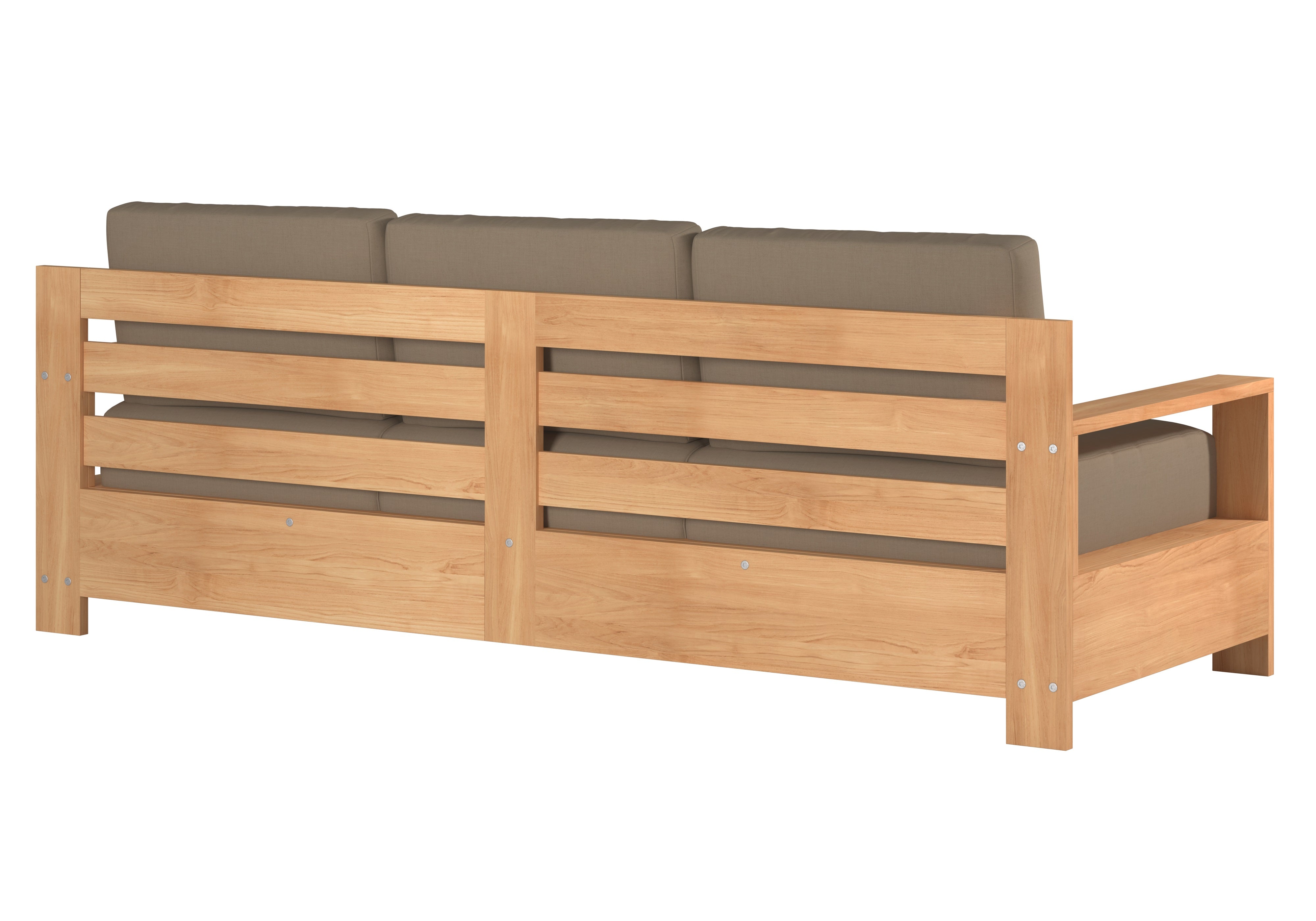 Lothair 4-Piece Teak Outdoor Patio Deep Seating Set with Sunbrella Fawn Cushions - Durable Patio Furniture for Backyard, Garden & Poolside Relaxation