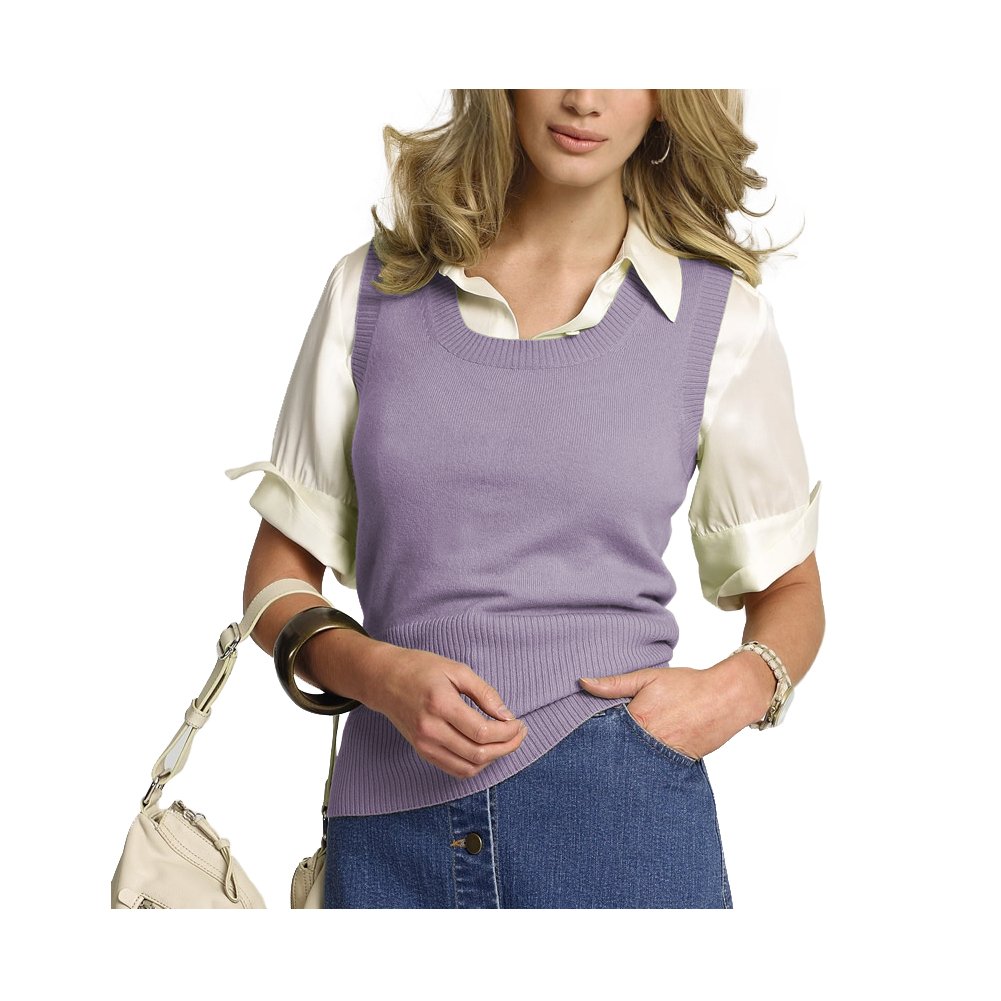 Parisbonbon Women's 100% Cashmere Scoop Neck Vest - Soft & Warm Winter Layering Piece, Parma Purple, Size 5X - Perfect for Office Wear, Casual Outfits & Cold Weather Fashion