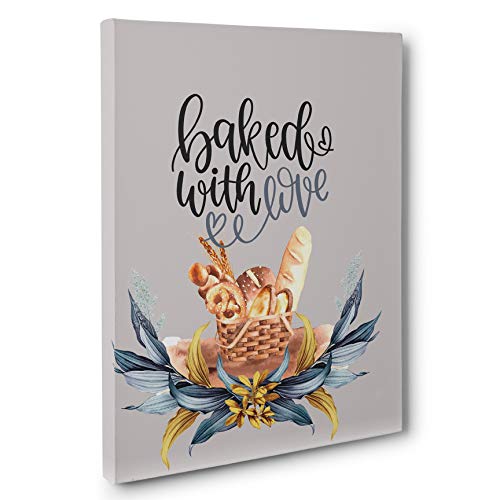 Bakes With Love Canvas Wall Art - Handmade Kitchen Decor for Home & Bakery - Perfect for Dining Room, Coffee Shop, or Gift