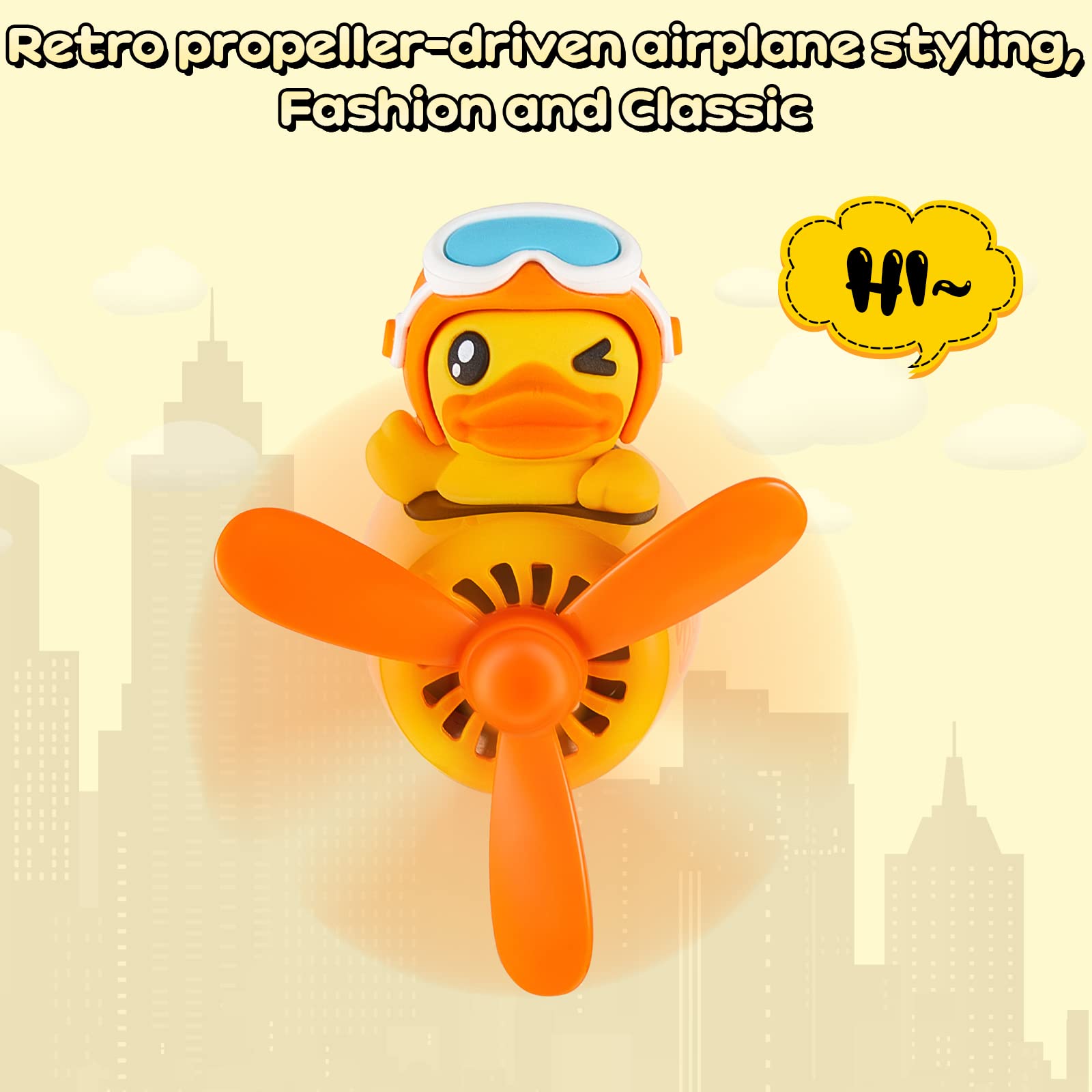 Cute Duck Car Air Freshener with Rotating Propeller - Aromatherapy Vent Clip Diffuser for Automotive | Car Accessories & Decor for Office, Home, and Travel
