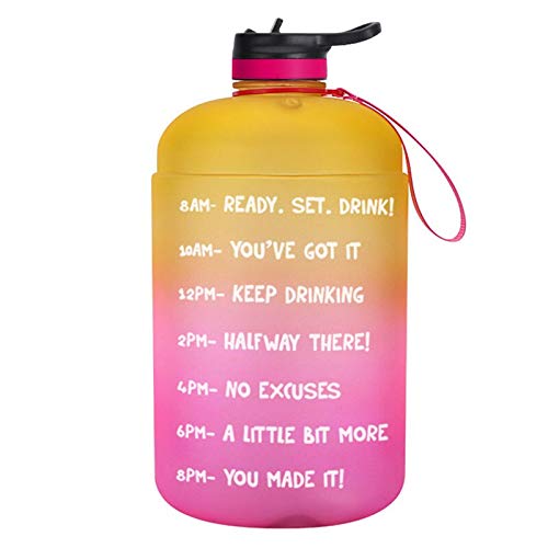 ZSML 3.78L (1 Gallon) Large Motivational Water Bottle with Time Marker - BPA Free, Leak Proof Reusable Sports Water Jug for Gym, Fitness & Outdoor Activities - Perfect for Workouts, Hiking & Daily Hydration Tracking