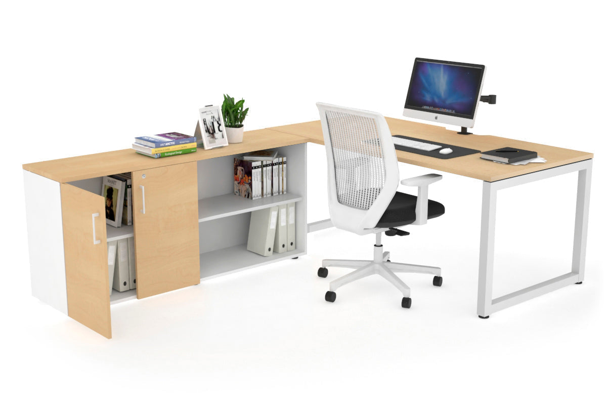 Quadro Loop Executive White Frame Office Chair - 1800L x 800W with Cable Scallop - Ergonomic Desk Chair for Home & Office Workspace