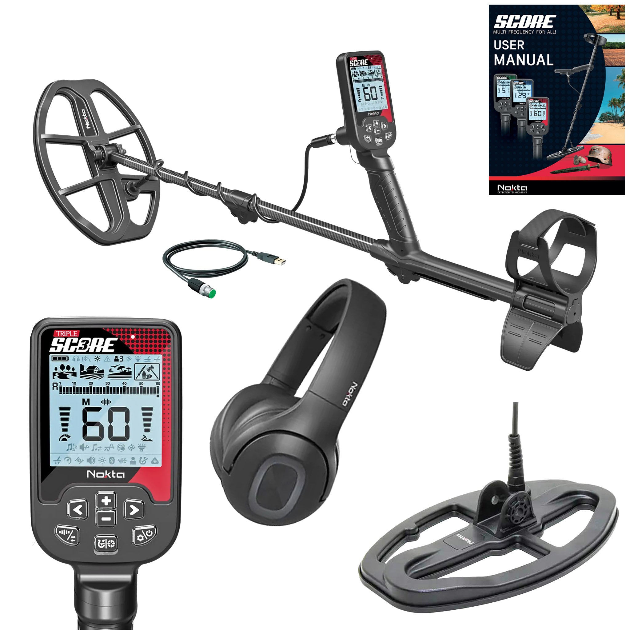 Nokta Triple Score (Score 3) PRO PACK Metal Detector - Professional Gold & Treasure Hunting Equipment for Beach, Field & Outdoor Adventures