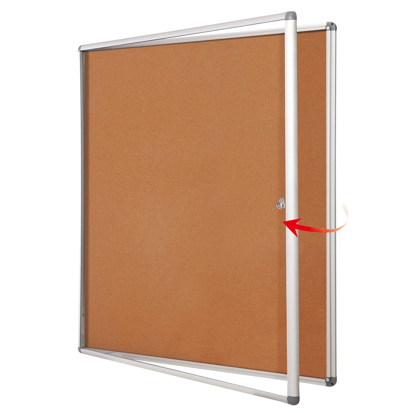 SWANCROWN 38x38 Inch Enclosed Bulletin Board with Locking Cabinet - Cork Pin Notice Board for Schools, Offices & Home Use - Secure Message Display for Announcements, Schedules & Important Notes (Fits 12 A4 Sheets) - Perfect for Classrooms, Workplaces & Family Organization