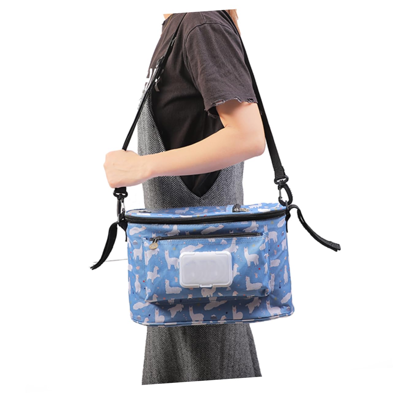 Wakauto 3-Piece Stroller Organizer Bag - Blue Pram Storage Container with Multiple Pockets | Perfect for Diapers, Bottles & Baby Essentials | Ideal for Shopping, Travel & Daily Walks