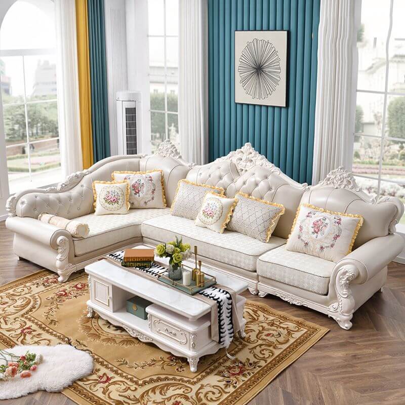 L-Shaped Recliner Sofa with Round Arms & Button Tufted Design - Perfect for Living Room, Home Theater & Family Gatherings