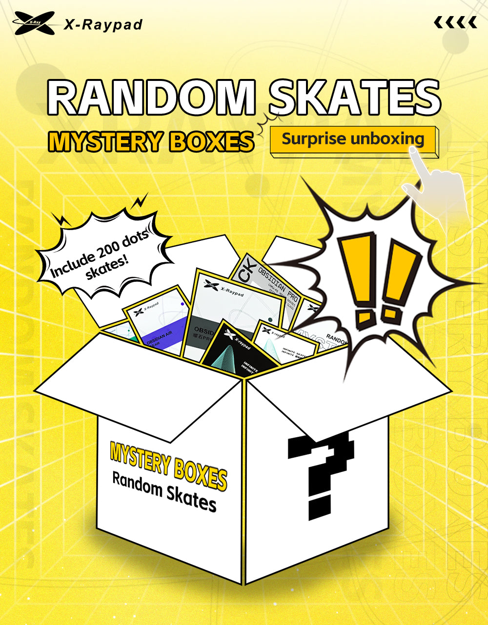 X-Raypad Skates Mystery Surprise Box - 200 Universal Mouse Feet Dots for Gaming, Esports & PC Accessories - Perfect for Gamers, Streamers & Tech Enthusiasts