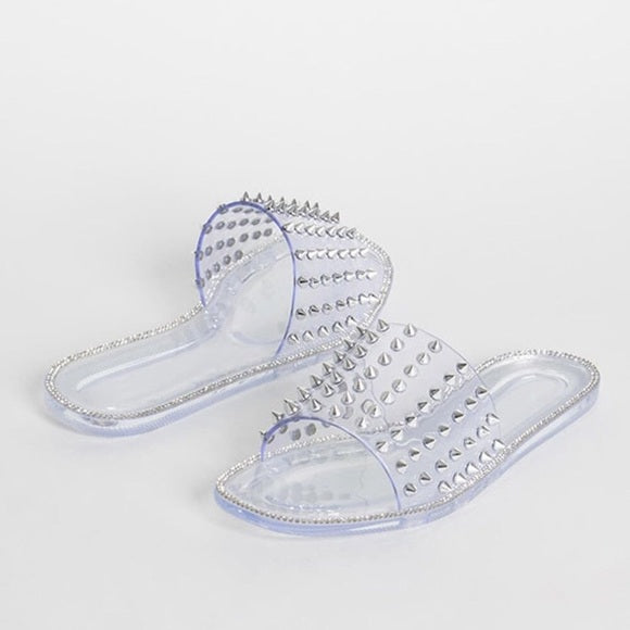 Josie Clear Spiked Sandals for Women - Trendy Transparent Chunky Heel Open Toe Summer Shoes - Perfect for Beach, Parties & Casual Outfits