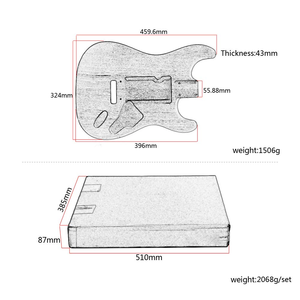 ST Electric Guitar Body - Red Walnut DIY Guitar Kit with Natural Wood Finish | Perfect for Custom Guitar Building & Replacement Parts for Musicians