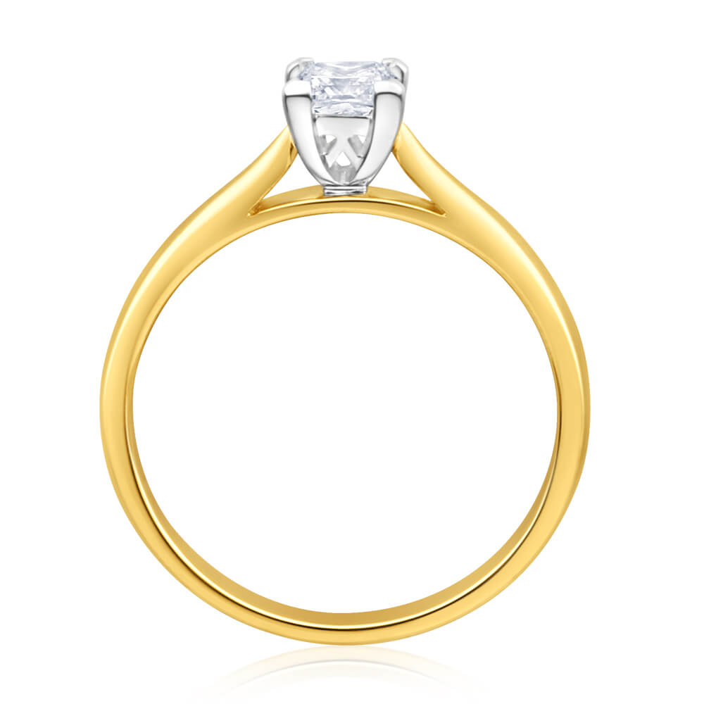 18K Yellow Gold Solitaire Ring with 0.5 Carat Diamond - Elegant Engagement & Wedding Ring for Women - Perfect for Proposals, Anniversaries & Special Occasions