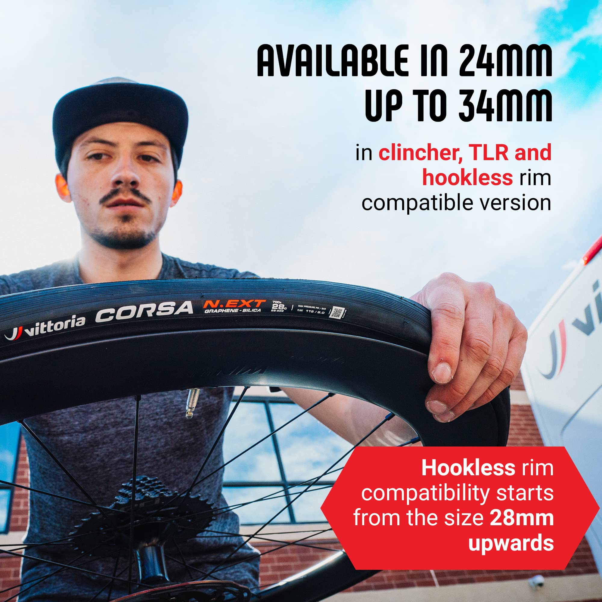 Vittoria Corsa N.EXT G2.0 Road Bike Tires - High-Performance Training & Racing Tires (24-622 Foldable, Black) | Perfect for Road Cycling, Triathlons & Endurance Races