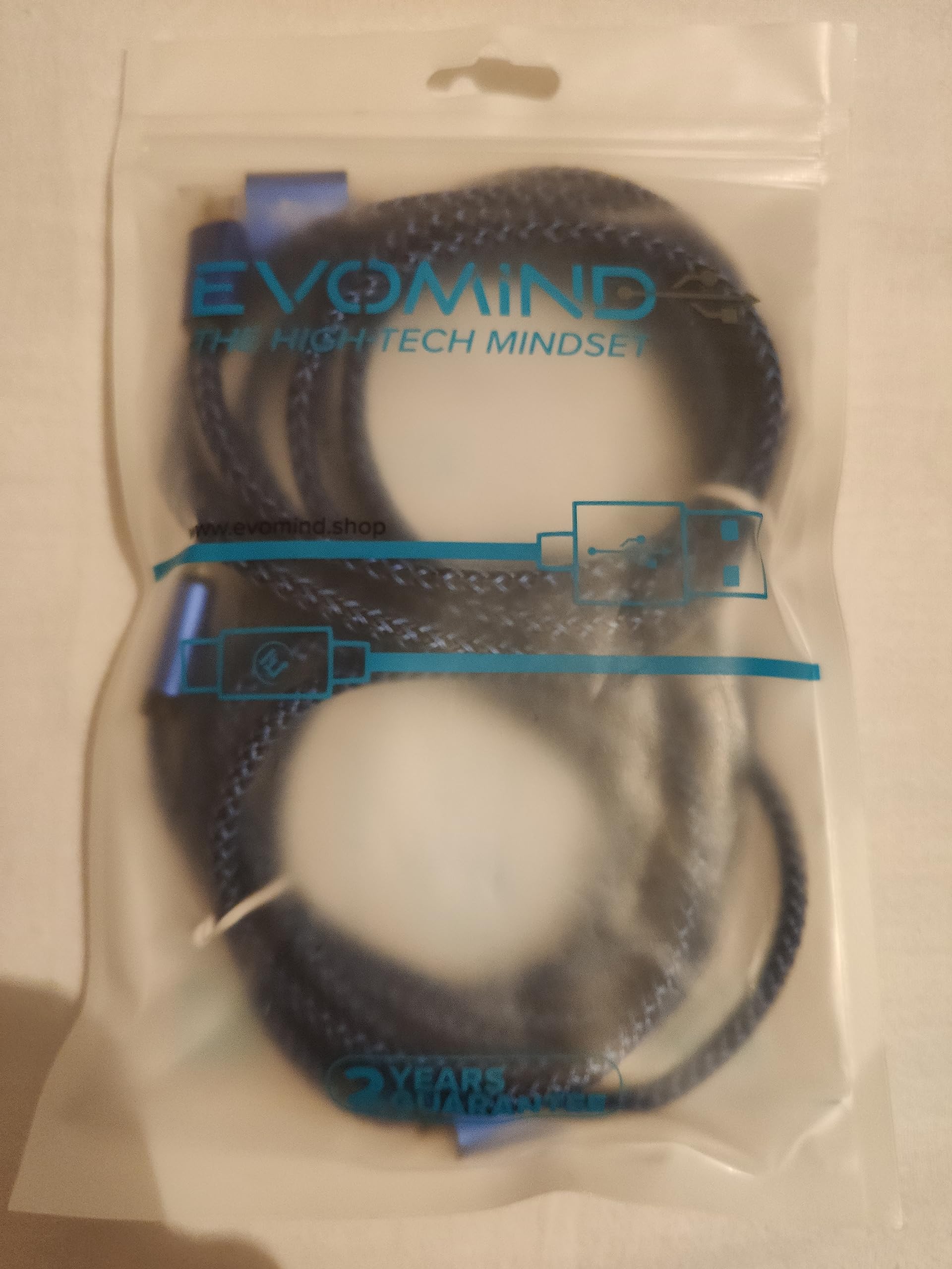 EVOMIND Braided Nylon Micro USB Cable [2-Pack 6.6ft] Fast Charging & Data Sync for Xiaomi Redmi 9C/6A/Note 6 Pro, Samsung Galaxy S7/S6/A10/J Series, PS4/Xbox One Controllers - Durable Blue Cables for Gaming & Mobile Devices
