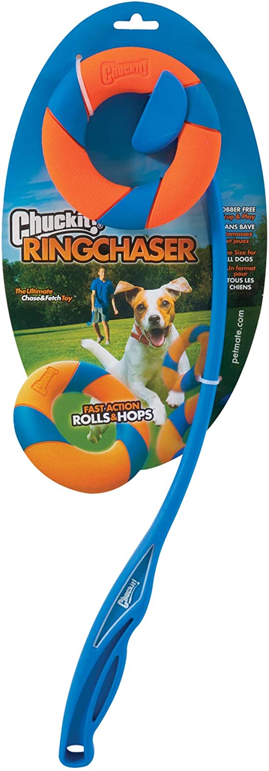 Chuckit! Ring Chaser Launcher - Durable Dog Toy for Fetch & Outdoor Play | Interactive Flying Disc for Active Dogs | Perfect for Beach, Park & Backyard Fun