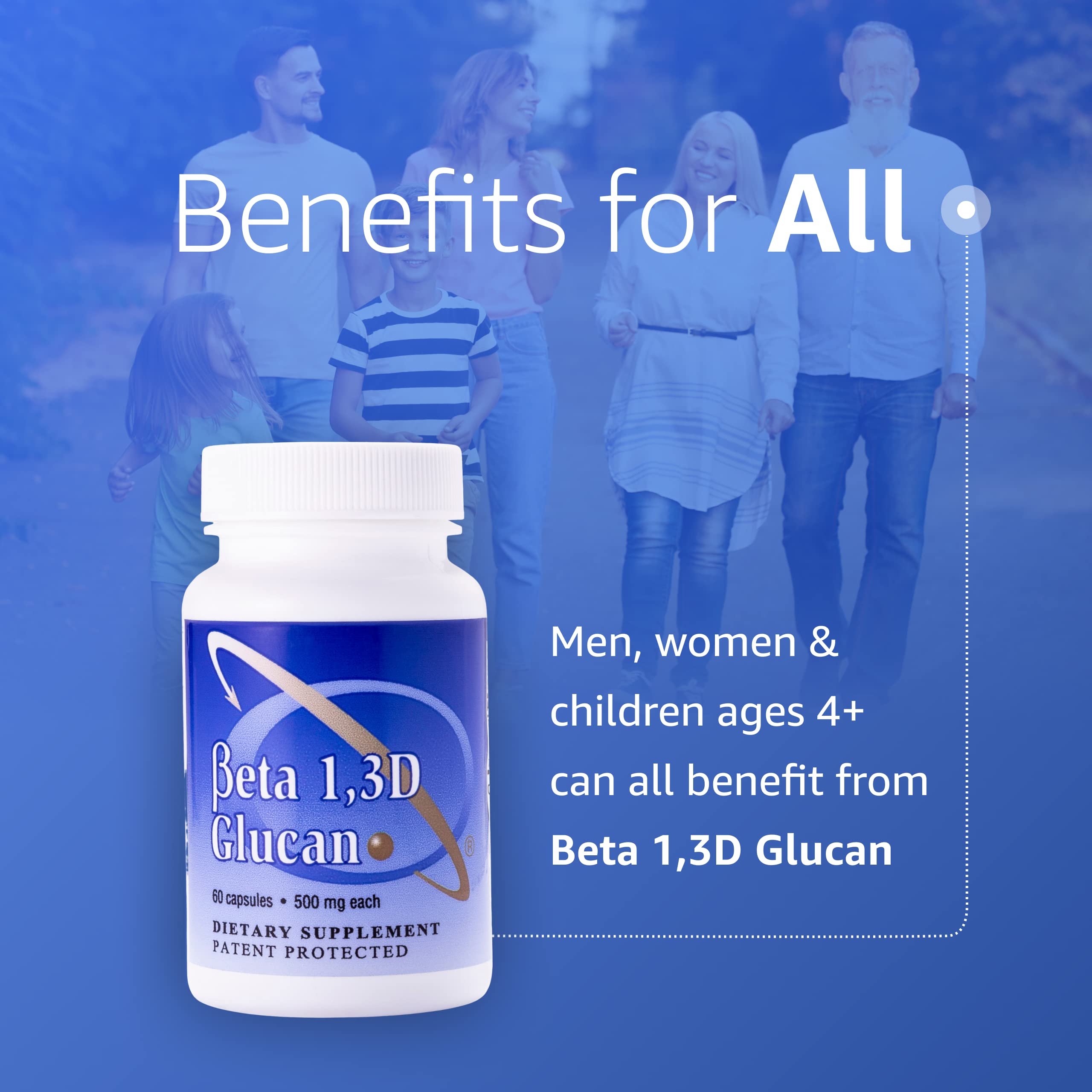 Immune Support Supplement with 500mg Highly Purified Beta Glucan per Capsule - 60 Capsules (1 Pack) | Natural Immune Booster for Adults & Kids | Daily Wellness Support for Cold & Flu Season