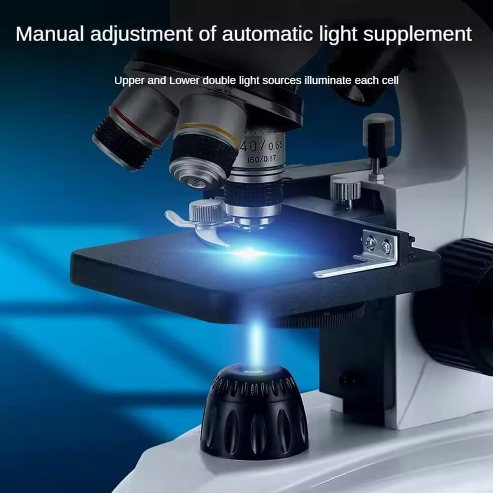 Professional Binocular Microscope 12000x-30000x Magnification with Digital & Mobile Support - Includes Experiment Kit & Carrying Case - Perfect for Lab Research, Classroom Science & Home STEM Learning