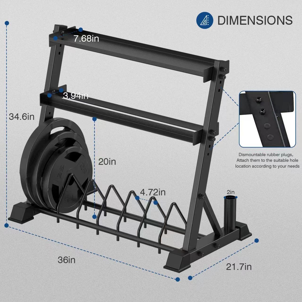 3-Tier Dumbbell Rack - Heavy Duty Weight Plate & Kettlebell Storage Stand for Home Gym, Fitness Equipment Organizer - Perfect for Garage, Basement & Workout Room Organization