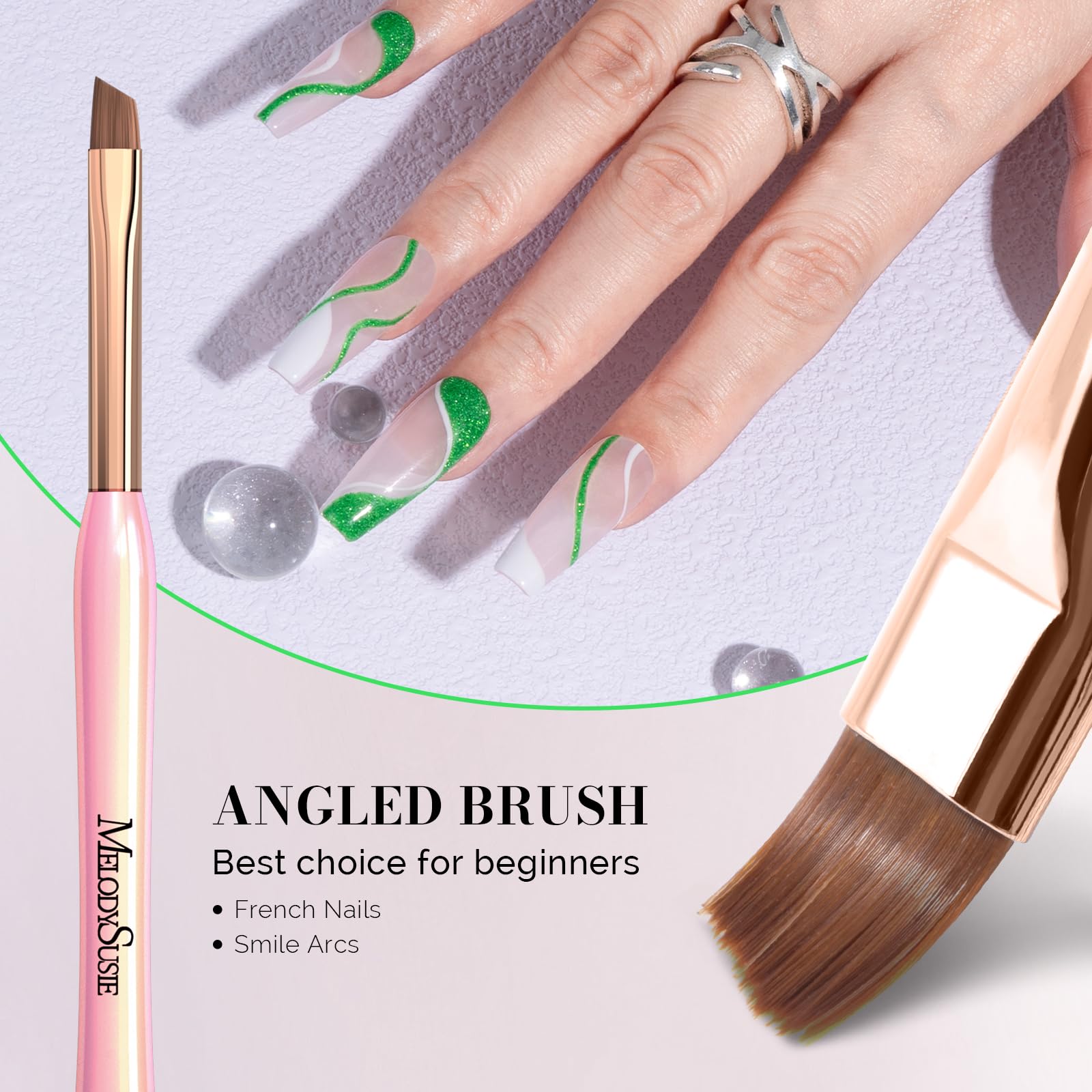MelodySusie 3Pcs Professional Nail Art Clean Up Brushes Set - Flat, Oval & Angled Gel Nail Brushes for Precise Nail Design, Polish Correction & Cuticle Cleaning | Perfect for DIY Manicures, Gel Application & Nail Art Enthusiasts
