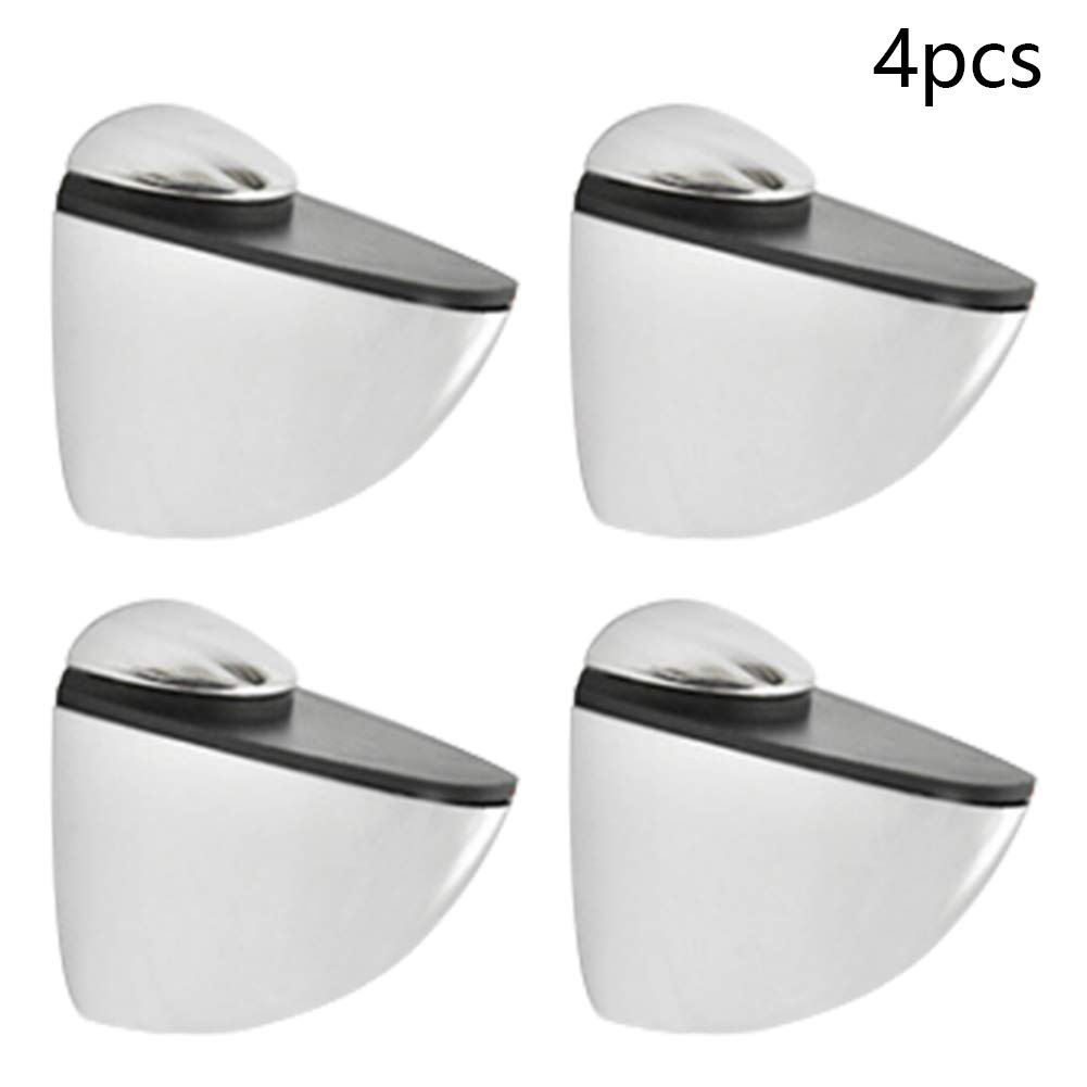 MroMax 4-Pack Adjustable Zinc Alloy Shelf Brackets for Wood & Glass - Eagle Beak Design, Glossy Finish, Fits 3-15mm Shelves - Wall Mounted Clamp Brackets for Kitchen, Bathroom & Office Storage