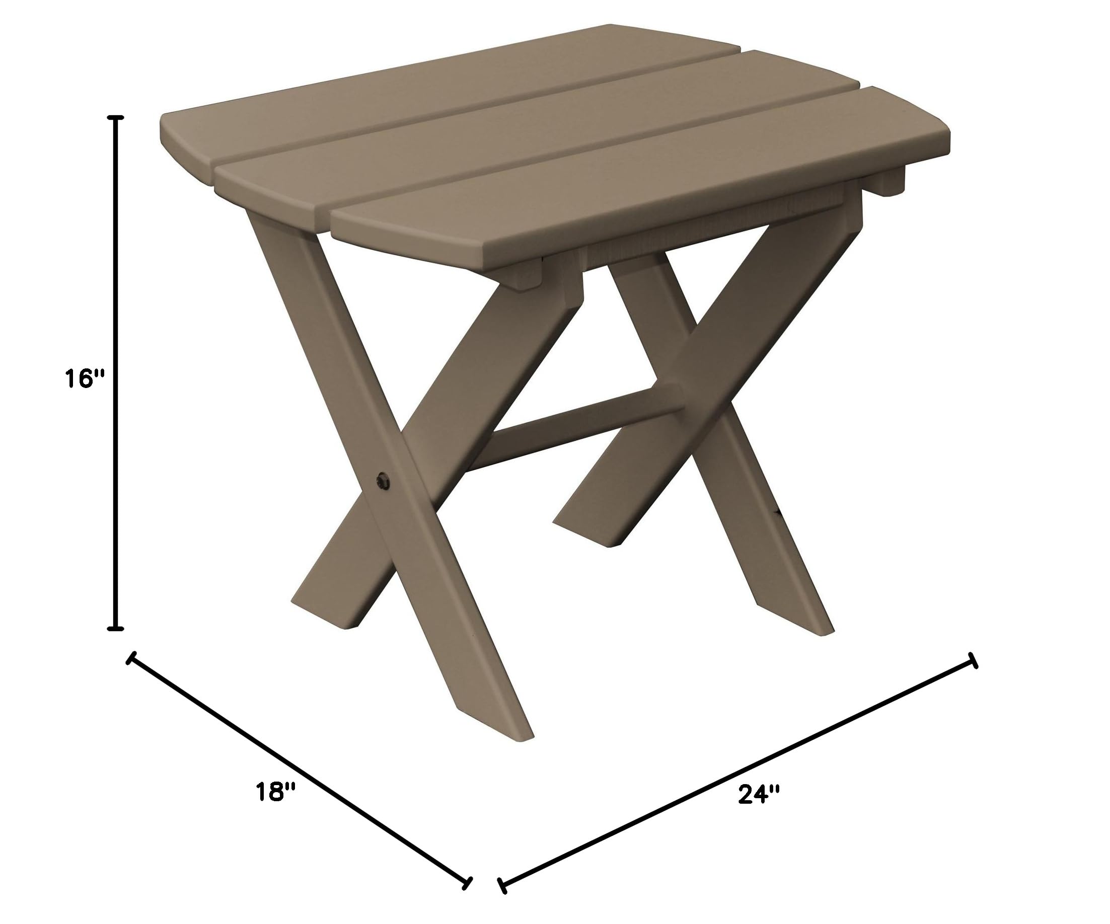 Folding End Table with Weathered Wood Finish - Lightweight Poly Furniture for Patio, Deck, or Indoor Use - Furniture Barn USA