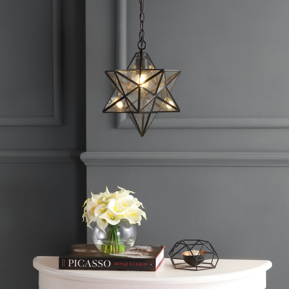 Stellaa 12-Pack Moravian Star LED Pendant Lights - Metal & Clear Glass Christmas Decor for Home, Church, and Holiday Party Decorations