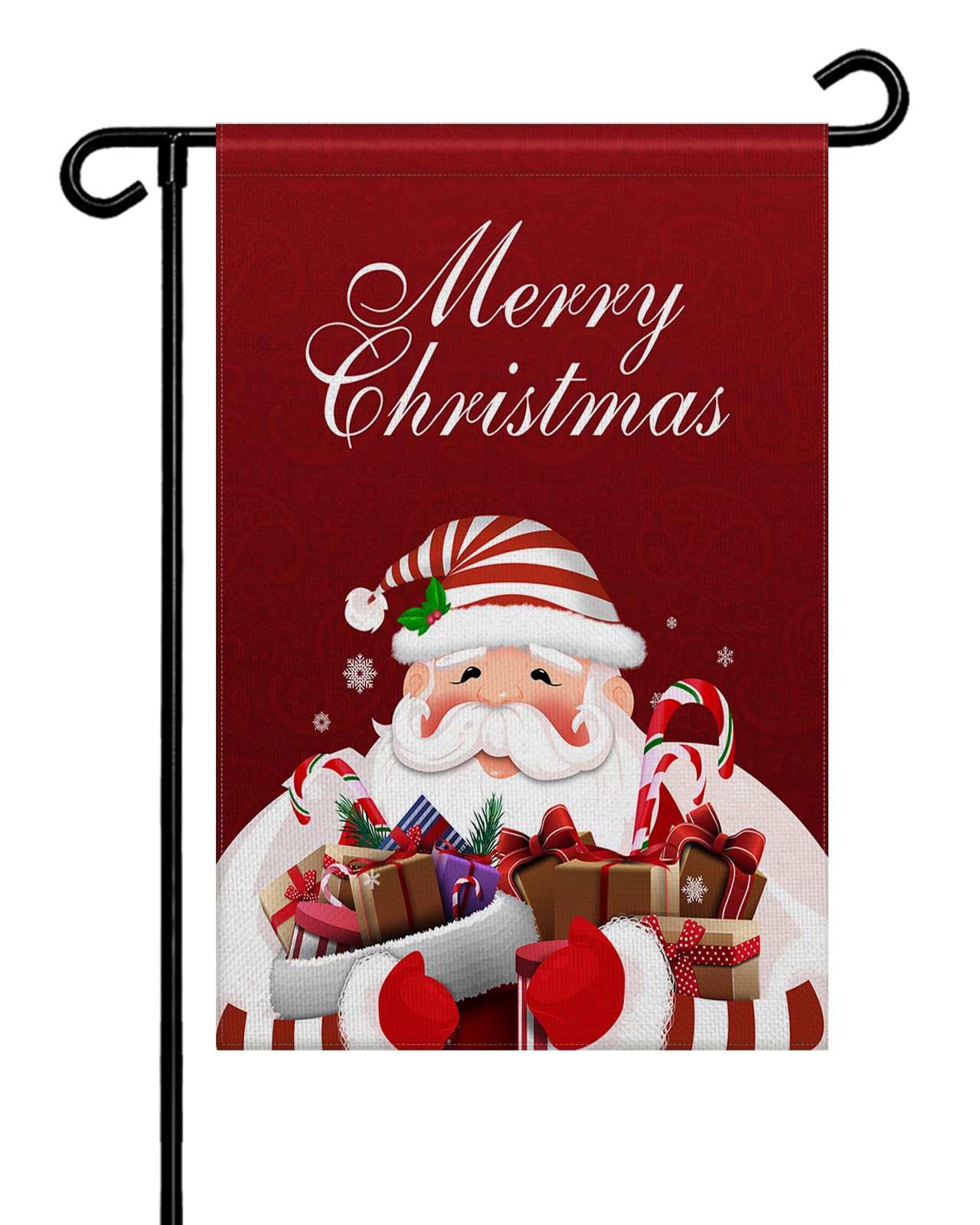 Seven Roses Christmas Santa Double Sided Burlap Garden Flag - 28x40 Inch Winter Snowflake Welcome Banner for Outdoor Decor | Perfect for Patio, Lawn & Seasonal Yard Decoration | Holiday Gift Idea & Festive Home Decor