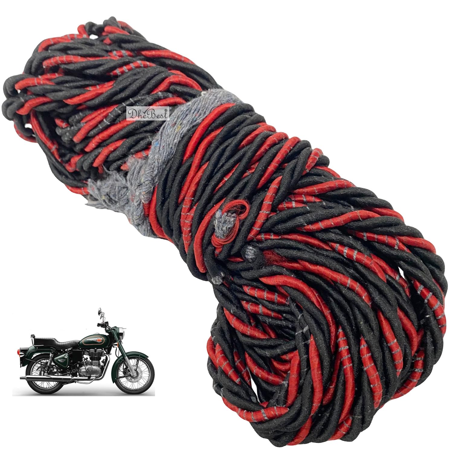 Premium Black & Red Bike Leg Guard Rope (28m) - Heavy Duty Motorcycle Protection for RE Standard 500 EFI | Durable Riding Gear for Adventure & Commuting