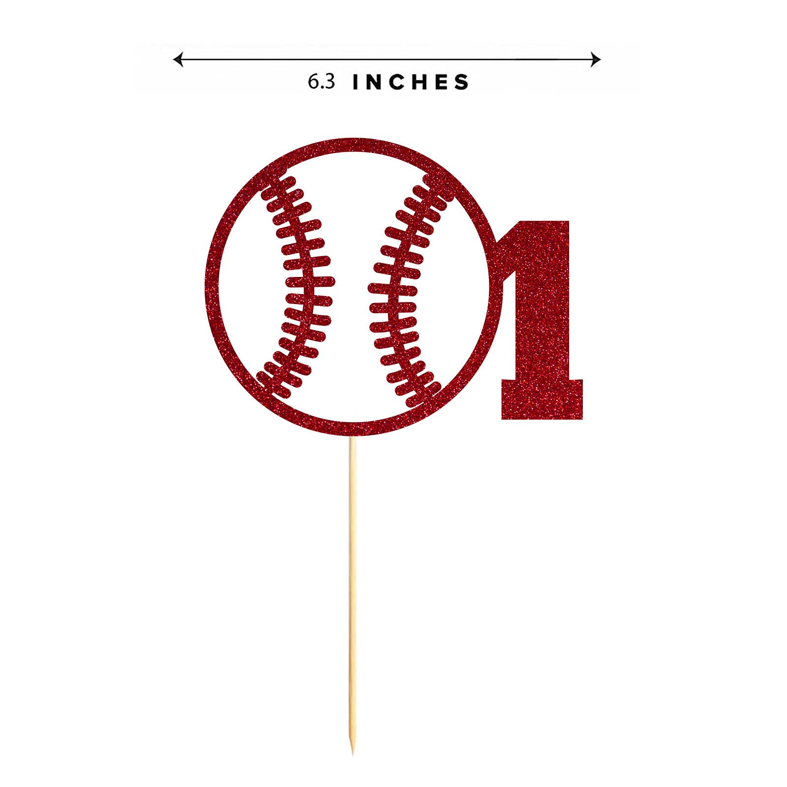 Red Baseball 1st Birthday Cake Topper - Glitter Happy First Birthday Party Decoration for Baby Boy, Baseball Theme Celebration | Perfect for 1-Year-Old Birthday Cakes, Cupcakes & Dessert Tables