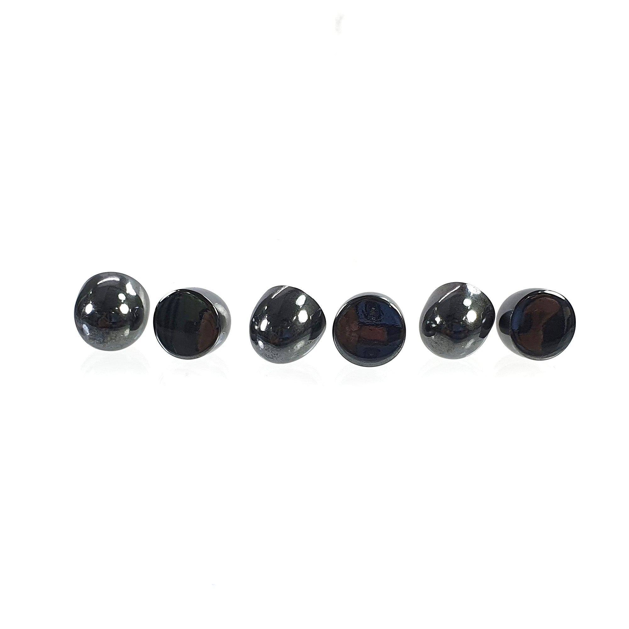 Natural Black Hematite Gemstone Cabochon - 86.10cts Untreated Unheated Hematite Bullet Shape (9.5mm, 6 Pieces) for Jewelry Making, Wire Wrapping & Healing Crystal Collection