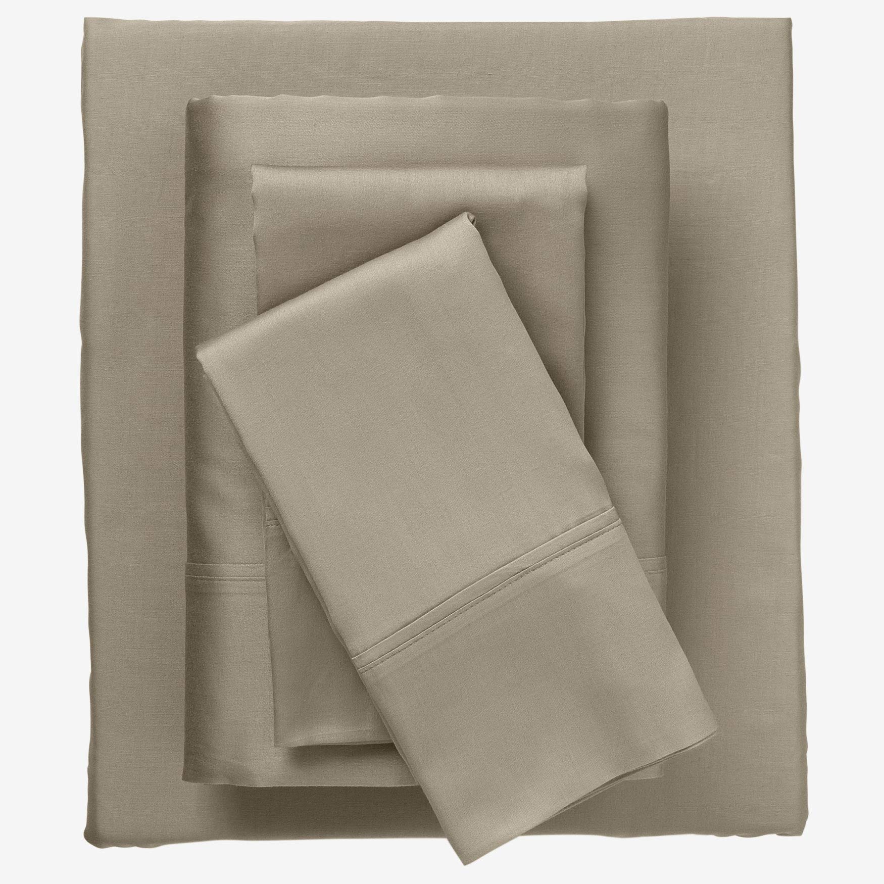 BrylaneHome 300 Thread Count Bed Sheet Set - Full Size, Taupe Color | Soft & Breathable for Comfortable Sleep | Perfect for Bedrooms, Guest Rooms & Vacation Homes