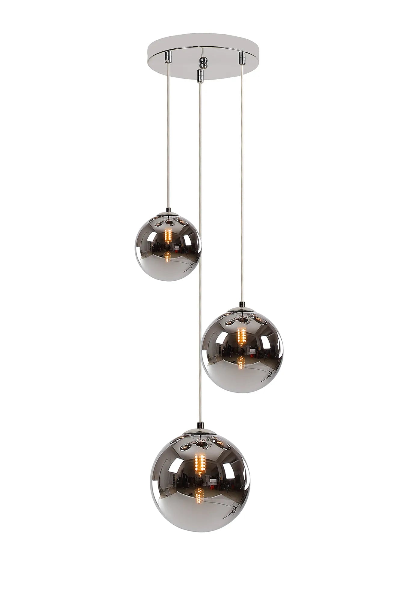 Austin 31cm Round Glass Pendant Light Fixture with 3 G9 Bulb Sockets - Perfect for Kitchen Island, Dining Room, and Modern Home Lighting
