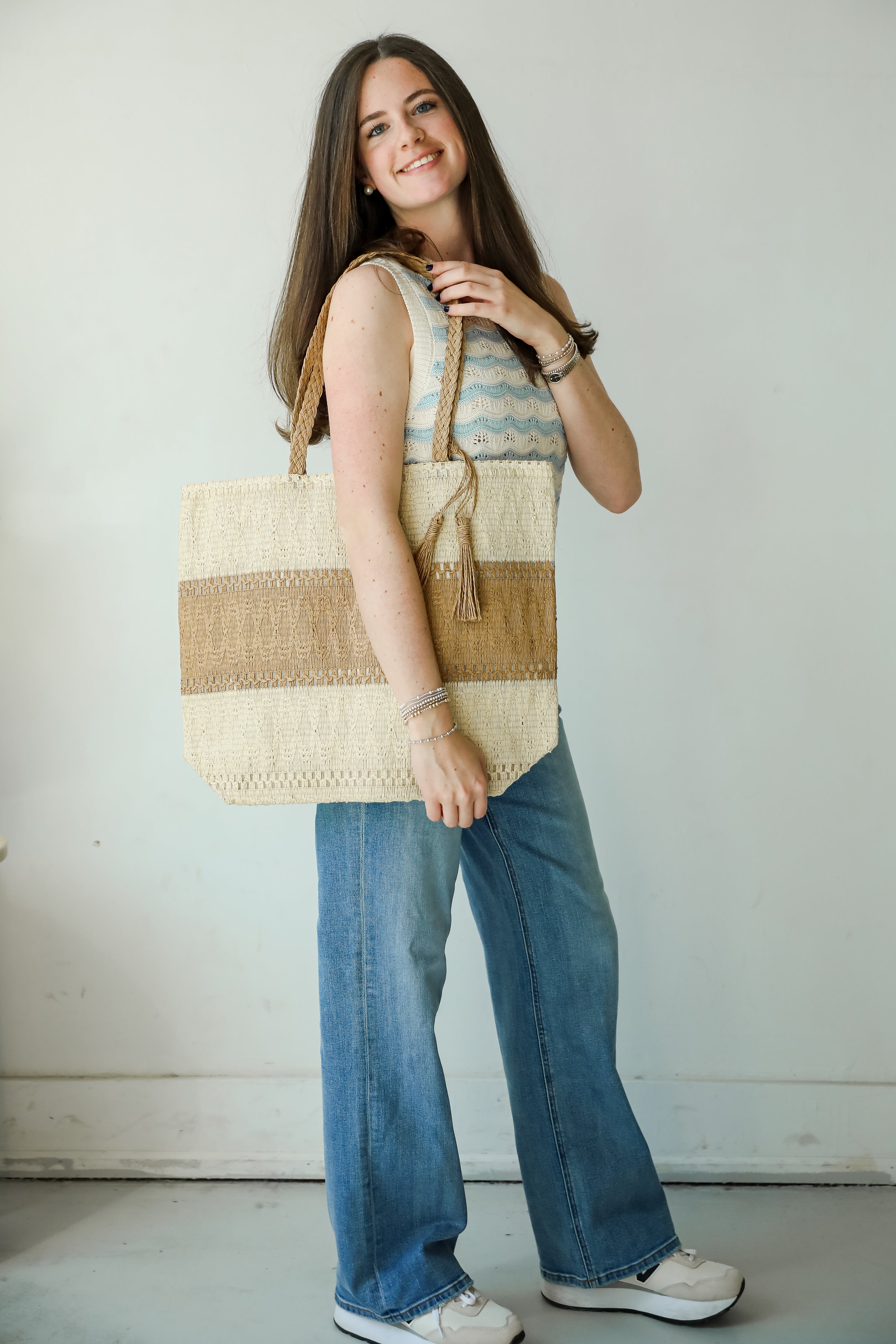 Coastal Natural Straw Tote Bag - Eco-Friendly Beach Bag for Women | Perfect for Summer Vacation, Picnic, and Shopping