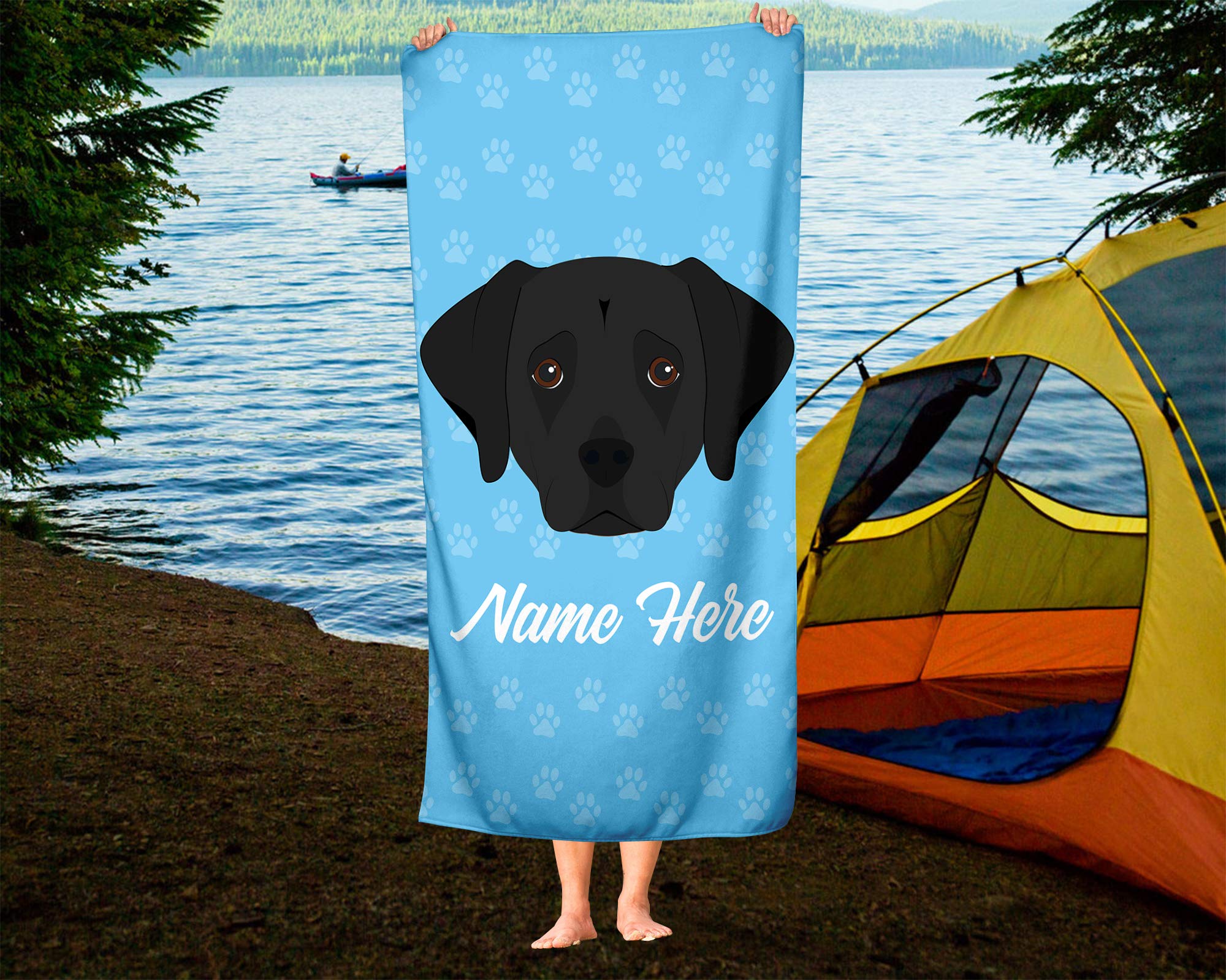Personalized Black Lab Beach & Bath Towels - Large & Medium Sizes - Custom Labrador Retriever Towels for Adults & Kids - Perfect for Travel, Pool, Gym & Home Use