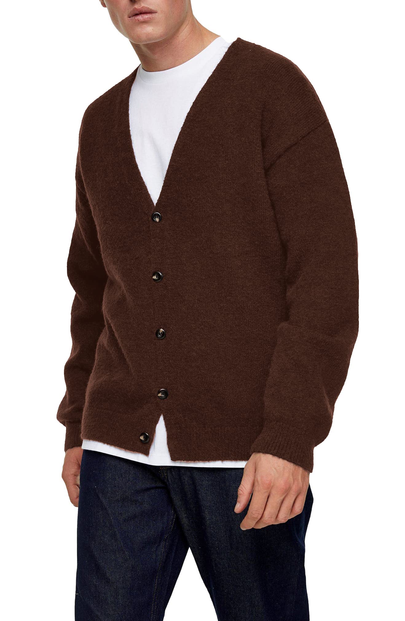 Shanfetl Men's Lightweight Cardigan Sweater - Single-Breasted V-Neck Knit Cardigan for Casual Wear & Office Outfits | Perfect for Fall & Winter Layering