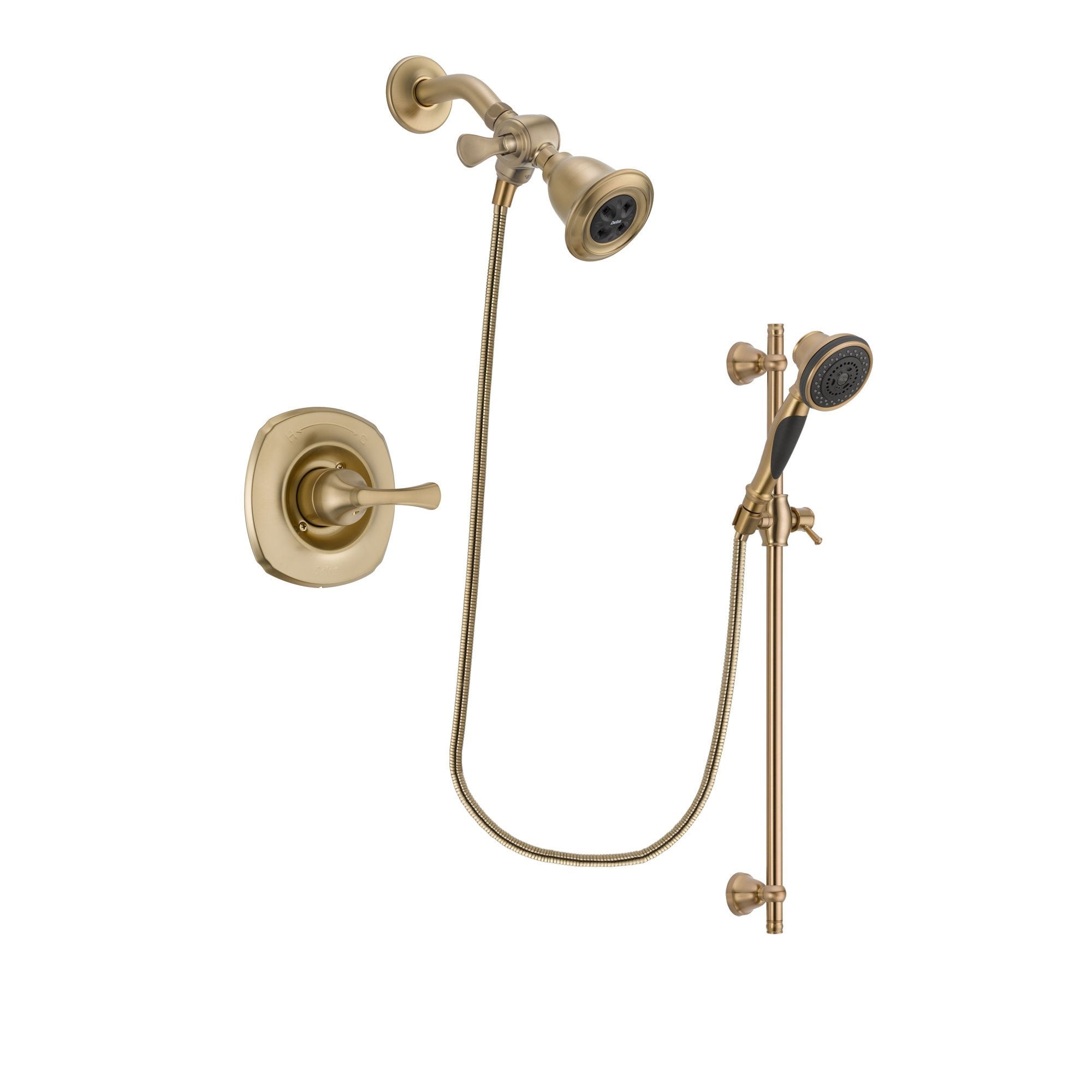 Delta Addison Champagne Bronze Shower Faucet System with Water-Efficient Showerhead & Handheld Spray - Includes Rough-in Valve DSP3564V - Perfect for Bathroom Renovation & Modern Home Upgrades