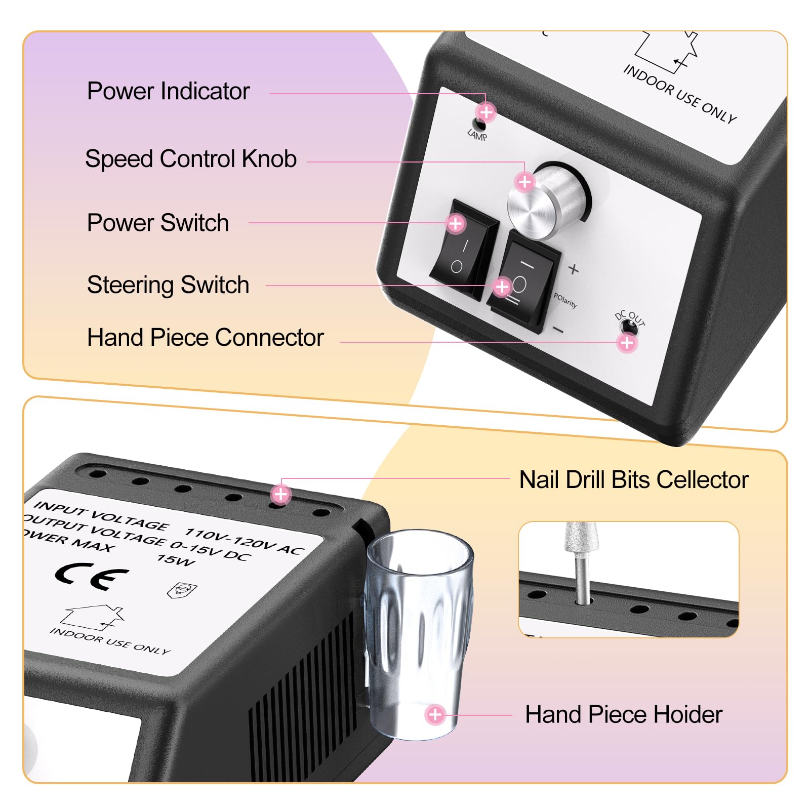 Professional Nail Drill Machine 30000 RPM - Electric Efile for Acrylic Nails, Gel Polish Removal & Nail Shaping | Salon-Grade Nail Tech Supplies for Home & Professional Use | Perfect for Manicures, Pedicures & Nail Art