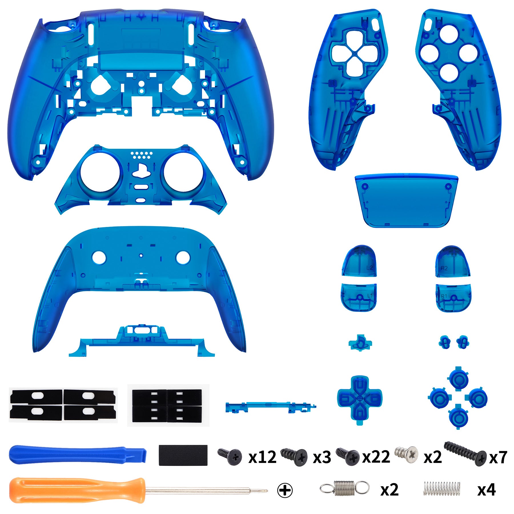 eXtremeRate Clear Blue Full Housing Shell with Buttons & Touchpad Cover for PS5 Edge Controller - Custom Replacement Front & Back Plates | Gaming Accessories for Enhanced PS5 Edge Controller Experience