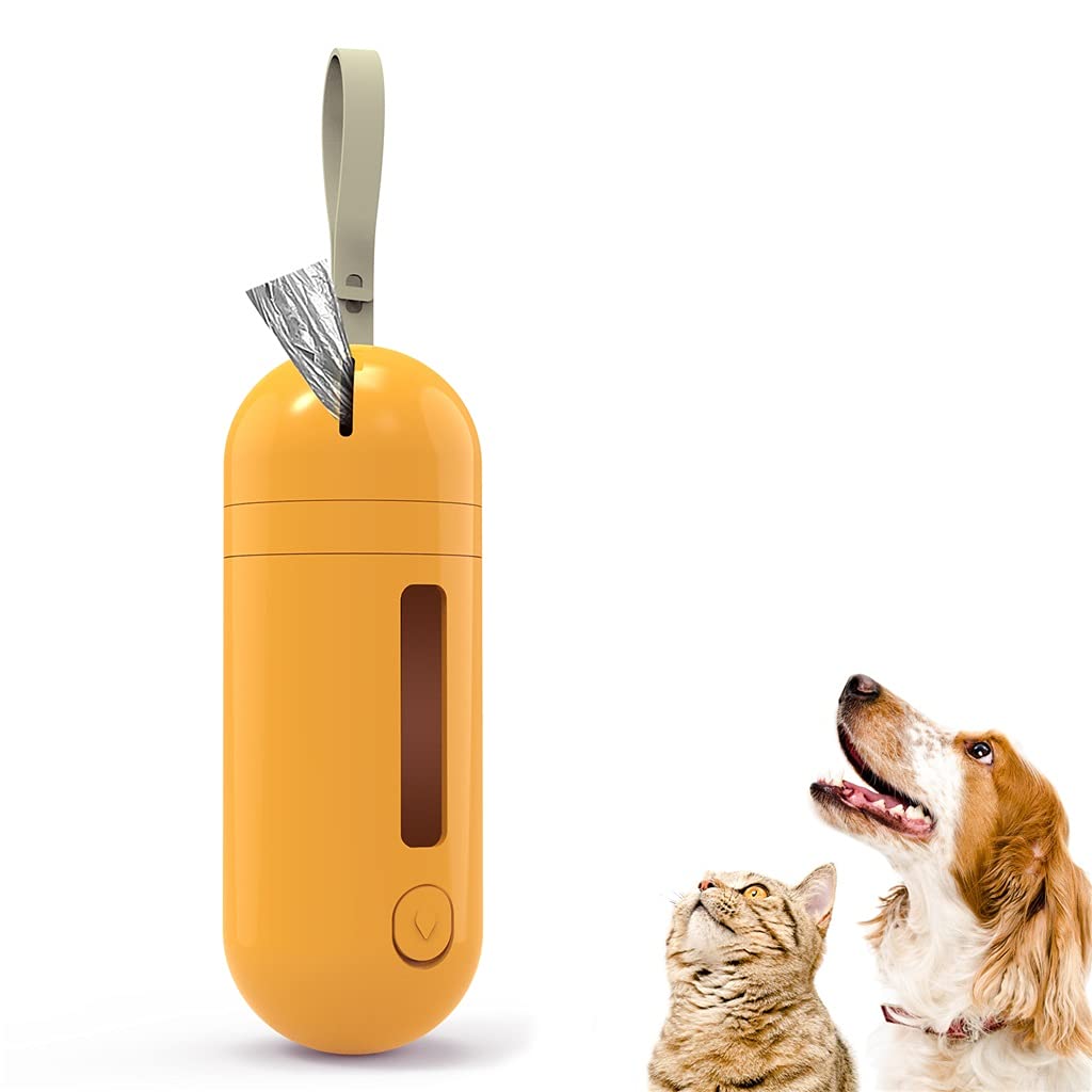 SLATIOM Mini Portable Dog Water Bottle - Travel Drinking Bowl for Small Dogs & Puppies, Chihuahua Pet Supplies, Leak-Proof Water Dispenser Feeder (Yellow, One Size) - Perfect for Outdoor Walks, Hiking & Car Travel