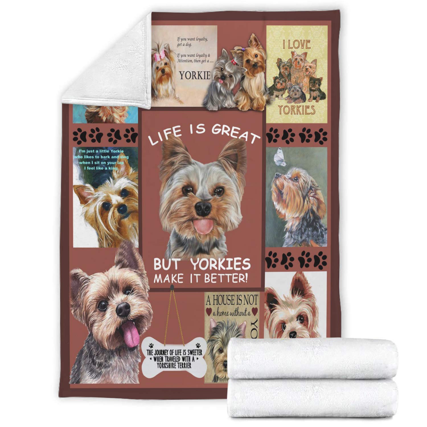 Premium Yorkie Dog Flannel Throw Blanket - Ultra Soft & Cozy 59