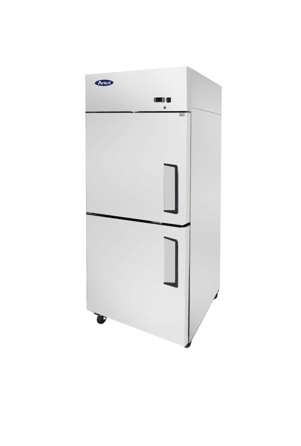 Atosa MBF8010GRL Commercial Top Mount Two Door Refrigerator with Left Swing - Perfect for Restaurants, Cafes, and Food Service Businesses