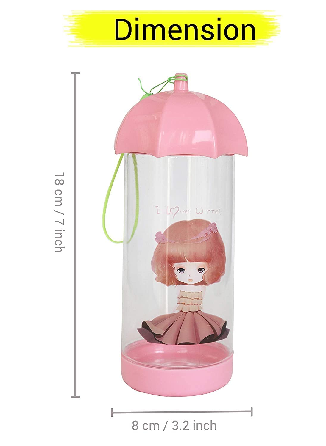 BPA-Free Plastic Water Bottle for Kids - 400ml Pink Tied Ribbons Design | Reusable School, Picnic & Birthday Party Gift for Boys and Girls | Ideal for Daily Hydration, Outdoor Activities & Party Favors