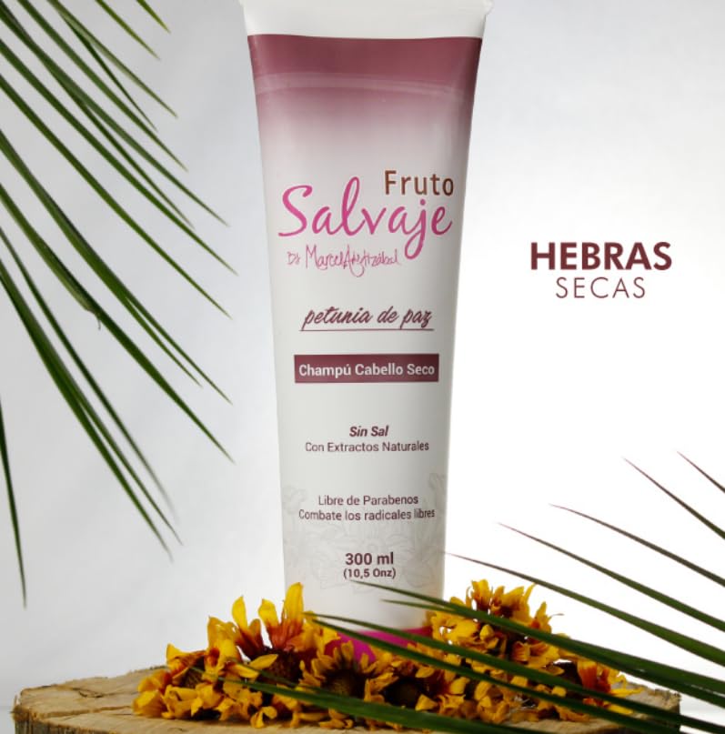 2 Pack Fruto Salvaje Shampoo Petunia de Paz 300ml for Dry Hair + Hydrating Hair Cream Conditioner 300ml - Moisturizing Hair Care Set for Damaged & Frizzy Hair - Perfect for Fall Hair Repair & Daily Nourishment