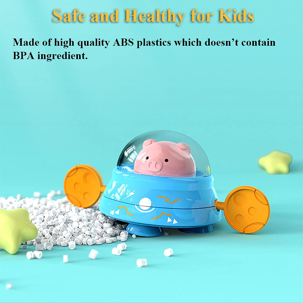 Wind-Up UFO Piggy Bath Toy - Pull String Swimming Floating Water Toy for Kids, Boys & Girls - Fun Bathtub & Pool Toy for Toddlers (Green) - Perfect for Bath Time, Pool Parties & Outdoor Water Play