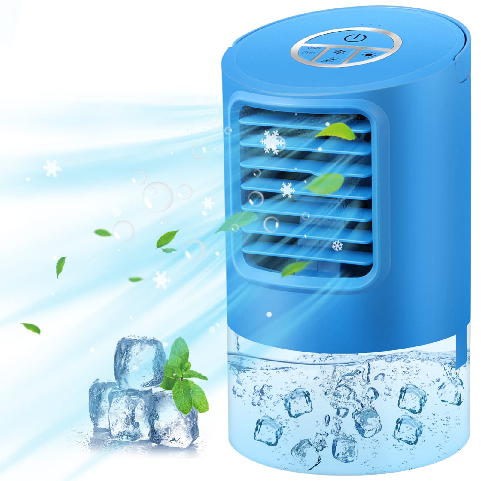 BESPORTBLE Portable Mini Air Cooler Fan - Personal Space Cooler, Compact Desktop Table Fan with US Plug, Quiet Cooling for Home Office & Bedroom (Blue) - Perfect for Summer, Travel & Small Spaces