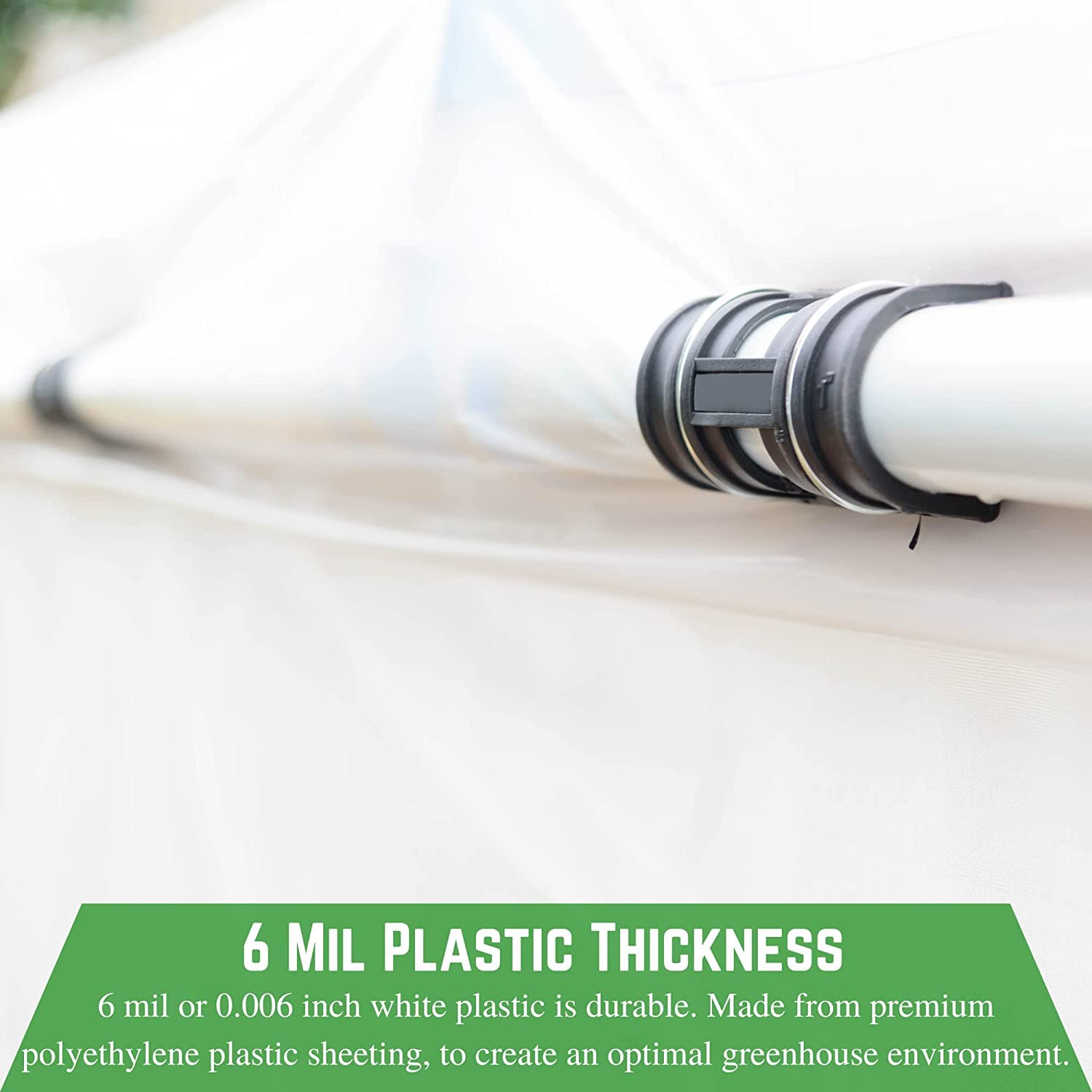 Premium White Greenhouse Plastic Sheeting - 6 mil Thick (32' x 50') - 4-Year UV Resistant Poly Film with 55% Light Transmission - Durable Hoop House Cover for Gardening, Agriculture & Hydroponics - Ideal for Greenhouses, Plant Nurseries & Backyard Farming