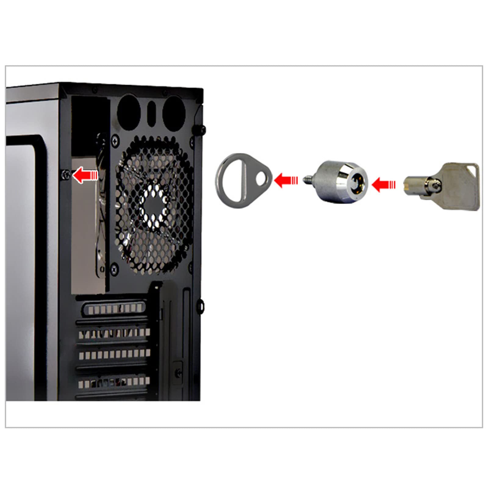 Computer Case Screw Lock - Anti-Theft PC Chassis Lock with Keys for Desktop Computer Security (Silver) | Perfect for Office, Home & Gaming PC Protection