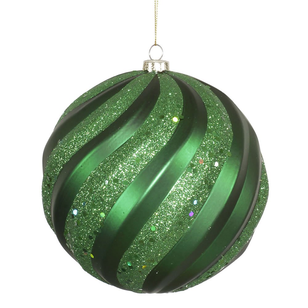 Vickerman Ball Swirl Christmas Ornament - 6 Inch Shatterproof Holiday Decorations for Tree, Home, Party & Festive Decor