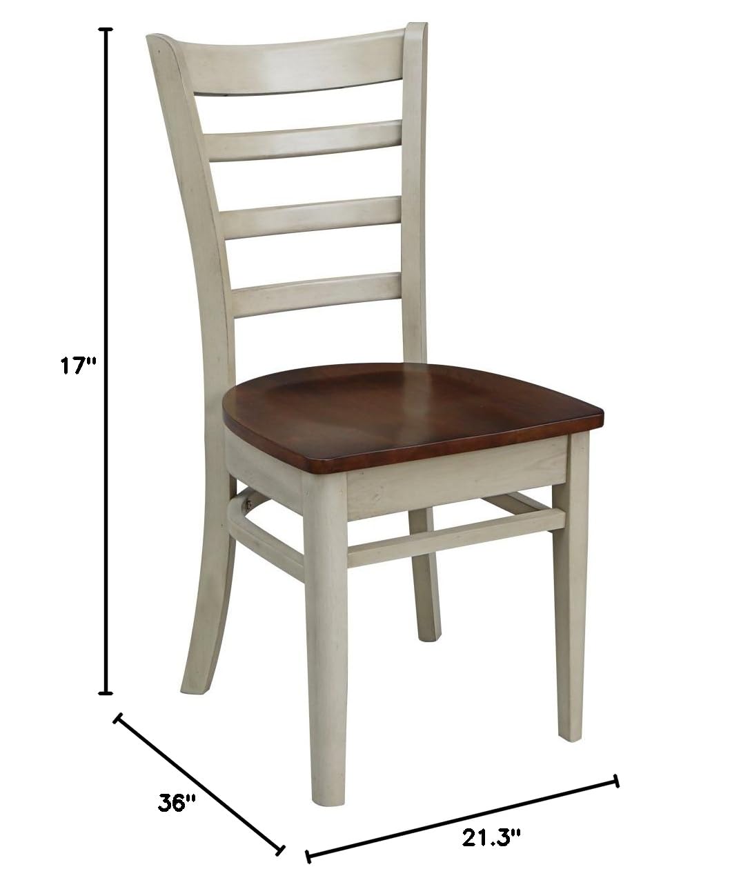 International Concepts Emily Side Dining Chairs - Set of 2, Antiqued Almond & Espresso Finish - Perfect for Kitchen, Dining Room or Breakfast Nook