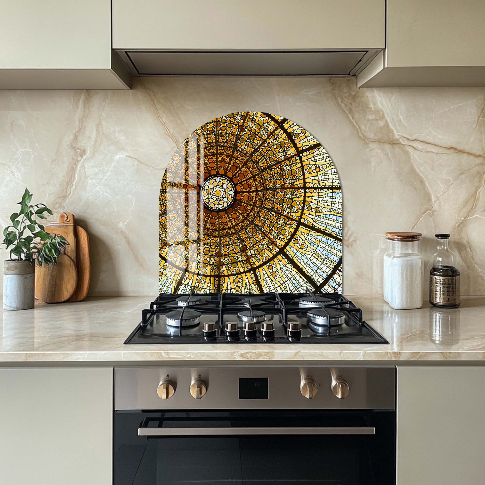 Golden Dome Glass Splashback - Premium Kitchen Backsplash Panel for Modern Homes - Perfect for Stovetops, Countertops & Backsplash Protection
