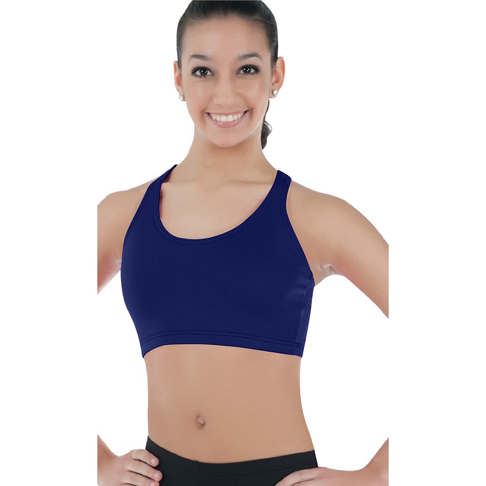 Body Wrappers Women's Prowear Racerback Sports Bra - Navy Blue - Moisture Wicking & Supportive for Yoga, Gym & Active Wear